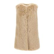 Faux Fur Vest Sand Ekstra Myk