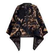 Blomster Chenille Jacquard Reversibel Cape Jakke