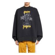 Svart Crewneck Blyant Grafisk Sweatshirt