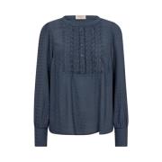 Vintage Indigo Bluse med Lange Armer