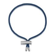 Mens Navy Blue String Bracelet with Adjustable Silver Lock