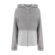 Dobbeltstoff Zip Sweatshirt med Justerbar Hette