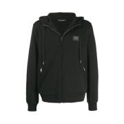 Svart Jersey Zip-up Hoodie