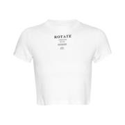 Hvit Ribbet Cropped T-skjorte