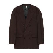 Brun Twill Vevd Dobbeltspent Blazer