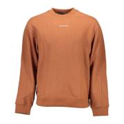 Brun Langarmet Crewneck Sweatshirt med Print Logo