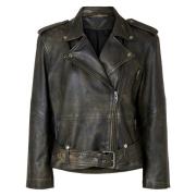 Vintage Biker Skinnjakke - Svart