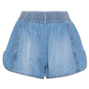 Lyseblå Chambray Mini Shorts