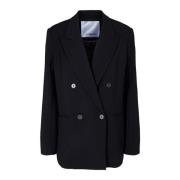 Oversize Svart Blazer med Smarte Knapper