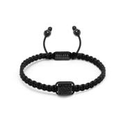 Mens Black String Bracelet with Black CZ Flatbead