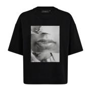 Grafisk Print Tee Top Svart