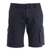 Cargo Bermuda Shorts Solid Navy Blue