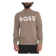 Ensfarget Crewneck Sweatshirt med Maxi Logo