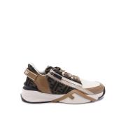 Hvit Ice Flow Skinn Stoff Sneakers