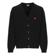 Svart Ull Cardigan V-Hals Genser