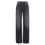 Avslappet passform Mid-Waist Jeans Mørk Grå Denim