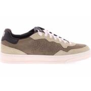 Beige Semskede Sneakers med Svart Spoiler