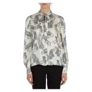 Jacquard Viskose Skjorte med All-Over Print