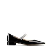 Svart Patent Skinn Glitrende Flats