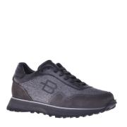 Trainers in dark grey suede and fabric