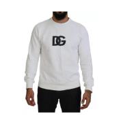 Hvit Logo Bomull Crew Neck Sweater