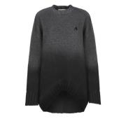 Svart Ull Crew Neck Kjole