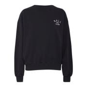 Svart Crewneck Sweatshirt med Brodert Logo