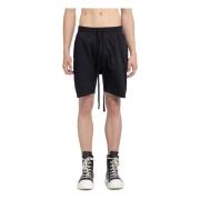 Sort Stretch Bomull Nylon Shorts