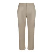 Beige Bomull Tapered Leg Bukser