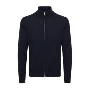 Mørk Navy Melange Glidelås Cardigan