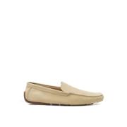 Beige Skinn Slip-On Sko