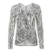 Zebra Graphic Bluse med Rynket Front