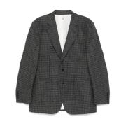 Grå Rutete Tweed Blazer