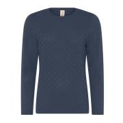 Prikket Struktur Pullover Bluse Indigo