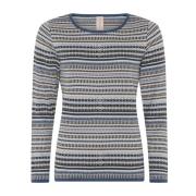 Indigo Jacquard Pullover Bluse