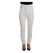 Høy Midje Slim Jeans Off White