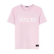 Rosa Jersey Logo Print T-skjorte