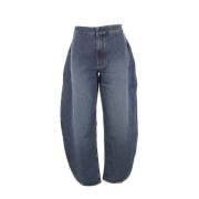 Stone Washed Denim Jeans med Unikt Design