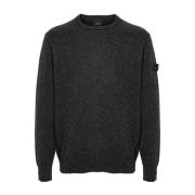 Grå Ullblanding Crew Neck Genser