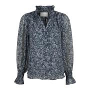 Blomsterbluse med volanger