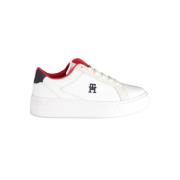 Hvite Polyester Sneakers med Lisser