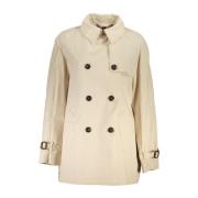 Beige Bomull Trenchcoat med Lommer