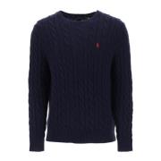 Bomullskabelstrikket Crew-Neck Sweater