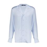 Elegant Monogram Satin Button-Up Skjorte