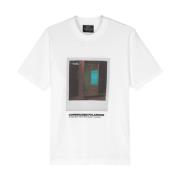 Hvit Bomull Jersey Tee med Polaroid Print