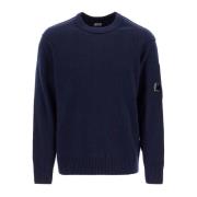 Crewneck Pullover i Ullblanding med Linse