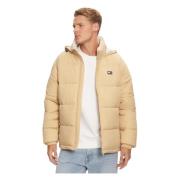 Beige Hette Pufferjakke