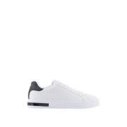 Hvit Svart Sneakers Menn Polyester Gummi