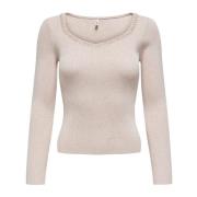 Beige Strikketøy med Sweetheart Neckline