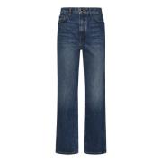 Blå Faded High-Waisted Cropped Jeans